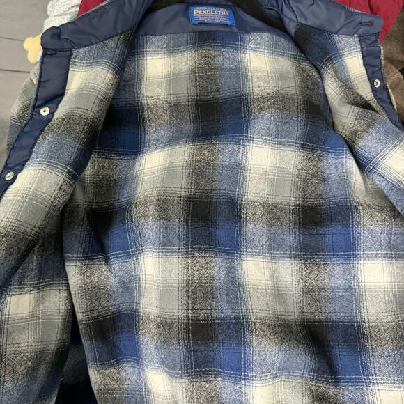 Pendleton Western Pearl Snap Wool Shirt Blue Plaid Men’s Large Vintage USA - Picture 5 of 9